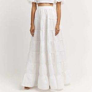 Dissh AISLE WHITE LINEN SLEEVED TOP AND SKIRT